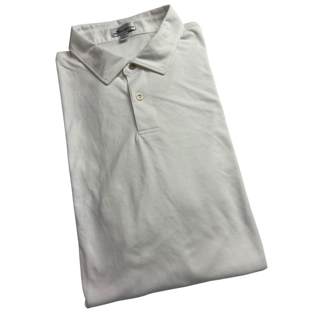 Peter Millar‎ Polo Mens XXL White CIBC Logo Short Sleeve Golf Performance D05